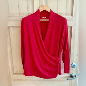Lands' End Women's Red Faux Wrap Shirt